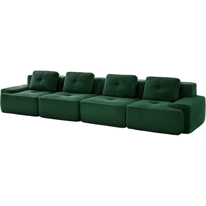 Modularer 4-Sitzer Cord-Sofa | Tiefsitz, Grün