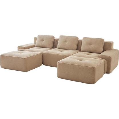 Modulares Cord Sofa 2-Sitzer + Hocker – Tiefsitz & Flexibel