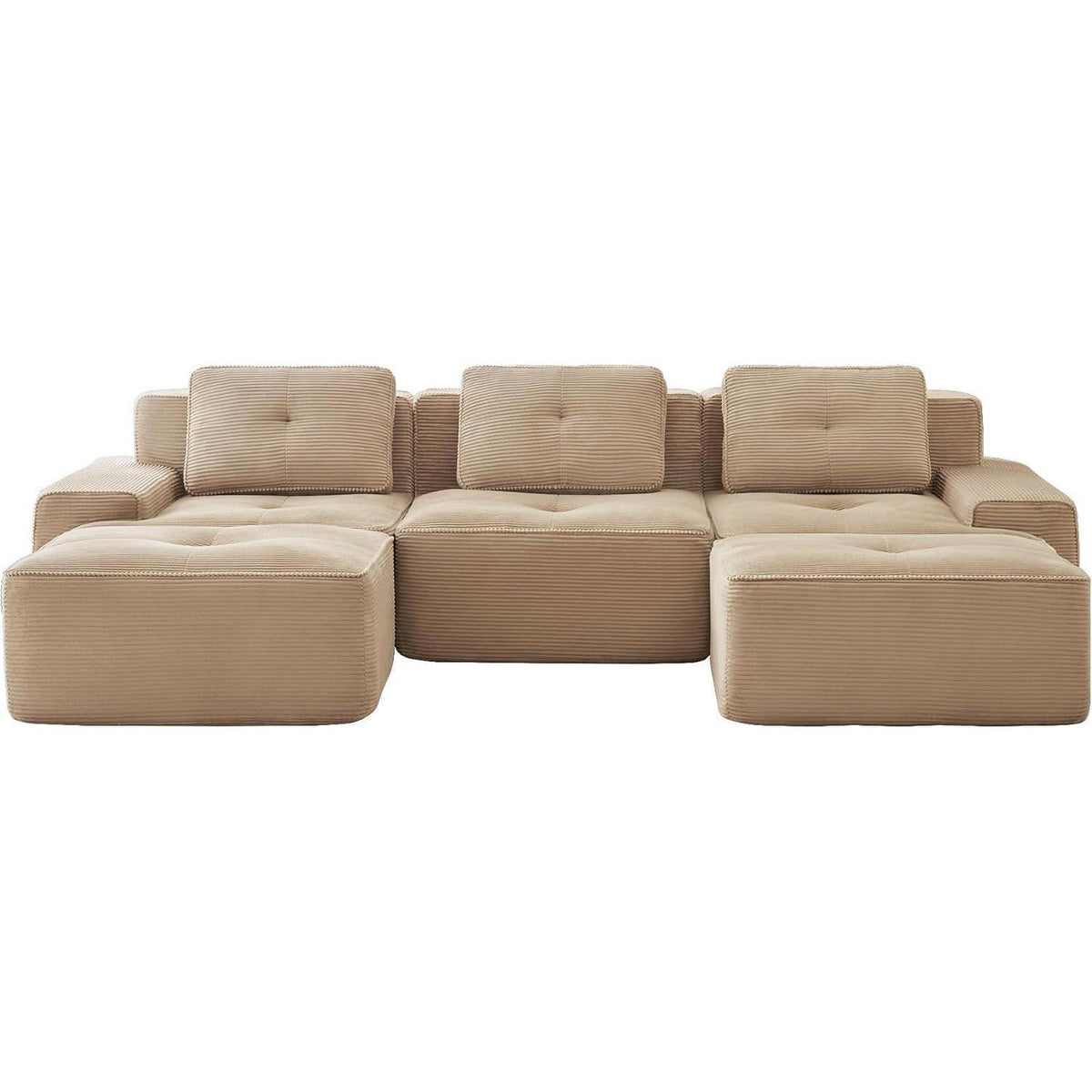 Modulares Cord Sofa 2-Sitzer + Hocker – Tiefsitz & Flexibel