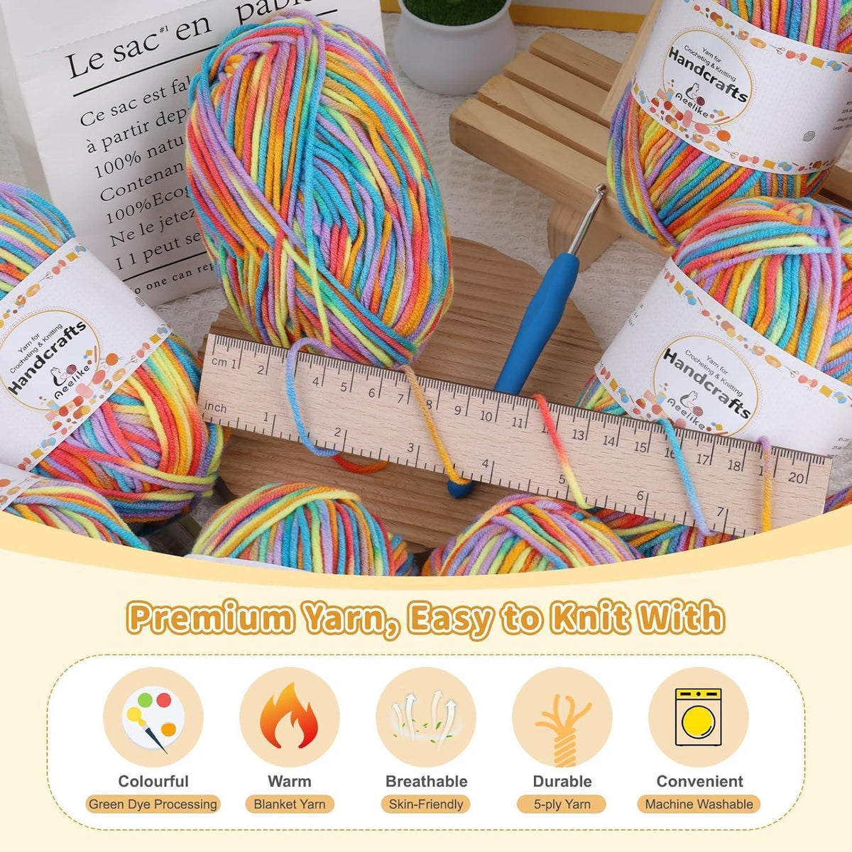 Farbverlauf Wolle Set 12x50g | Weiche Babywolle zum Stricken & Häkeln