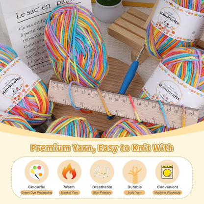 Farbverlauf Wolle Set 12x50g | Weiche Babywolle zum Stricken & Häkeln