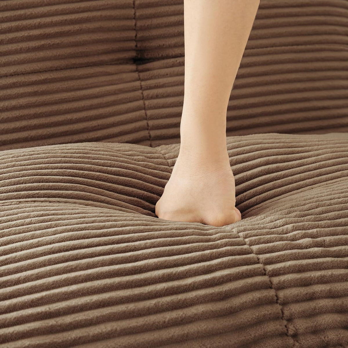 Modularer 3-Sitzer Cord Sofa | Tiefsitz, Eckcouch, Braun