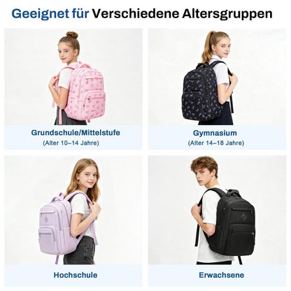 Schulrucksack Teenager Schwarz – 30L, Wasserdicht & Ergonomisch