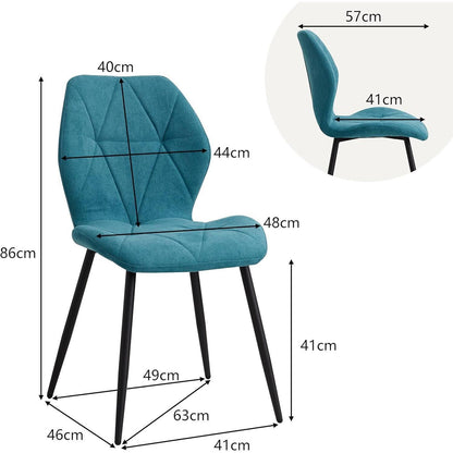 2 Esszimmerstühle Leinenstoff, gepolstert, blau