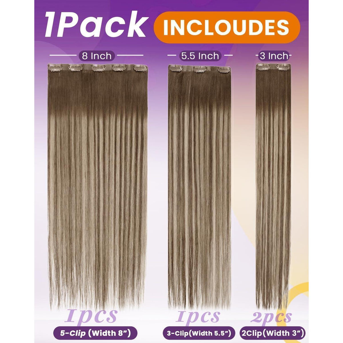 Clip-in Haarverlängerung Braun Balayage Echthaar 40cm
