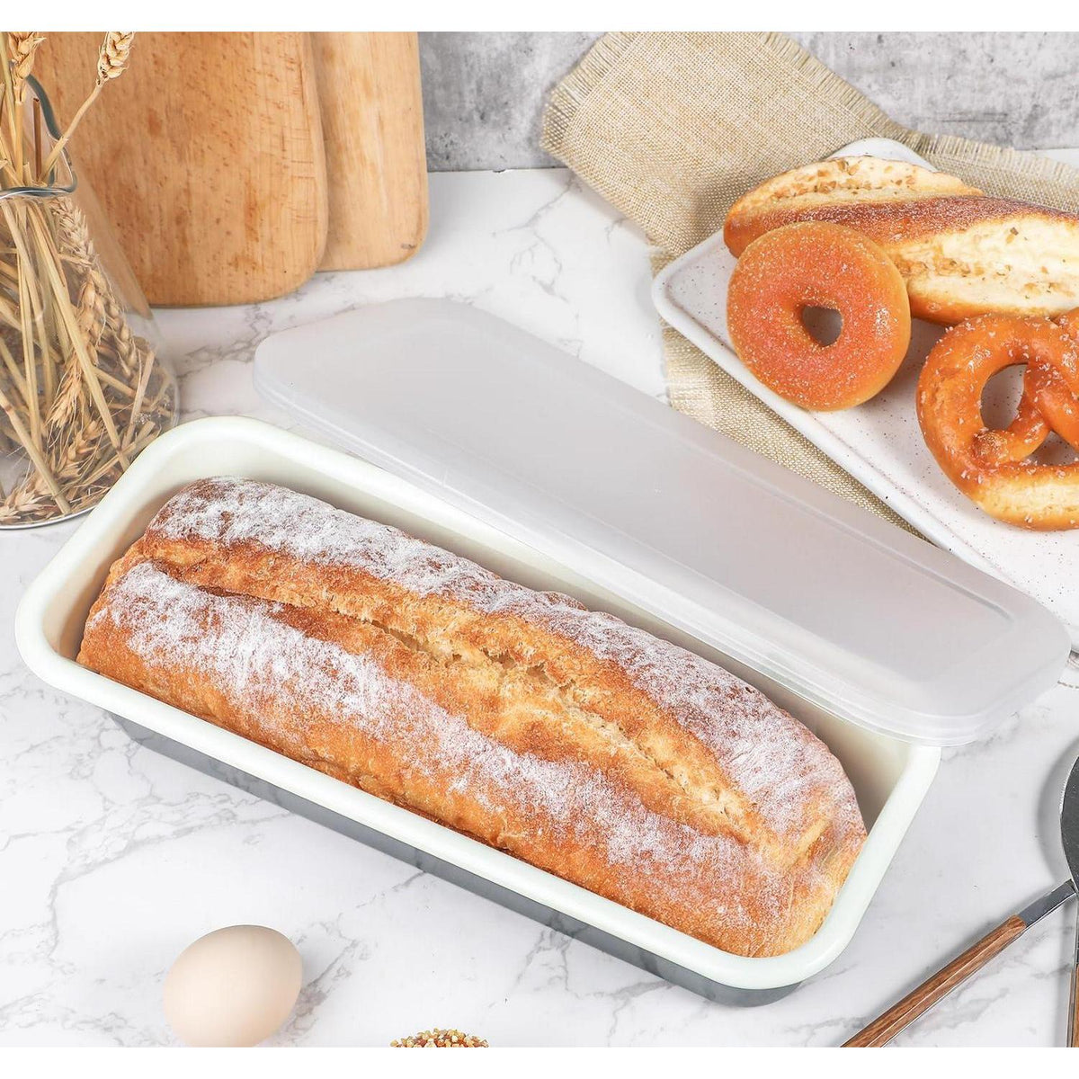 Emaille Brotbackform 30cm mit Deckel – Für Kuchen & Brot