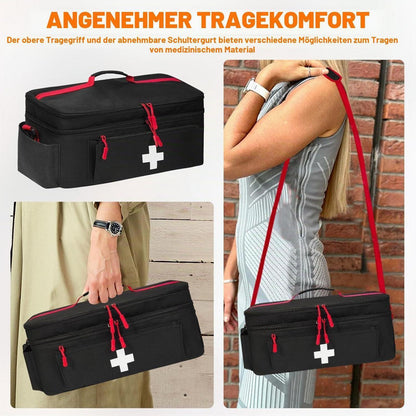 Erste Hilfe Tasche mit Schultergurt (Schwarz)