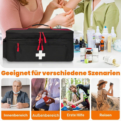 Erste Hilfe Tasche mit Schultergurt (Schwarz)