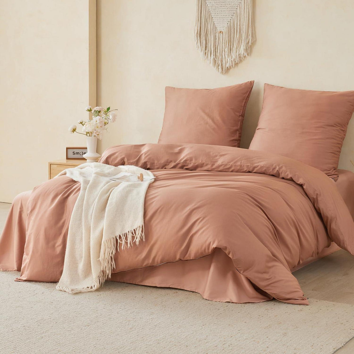 Baumwoll Bettwäsche Set 200x220cm Mokka | 3-teilig