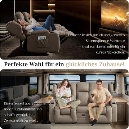 2-Sitzer Relaxsessel mit Liegefunktion & Kinosofa Khaki