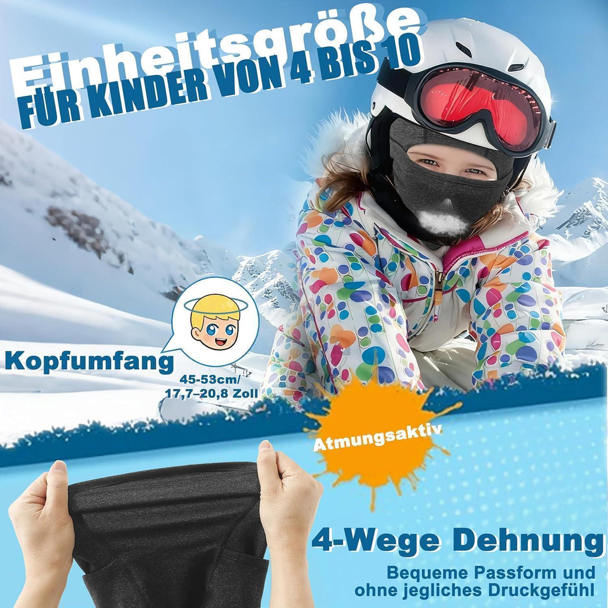 Kinder Sturmhaube Fleece Winter Grau – Warm & Winddicht