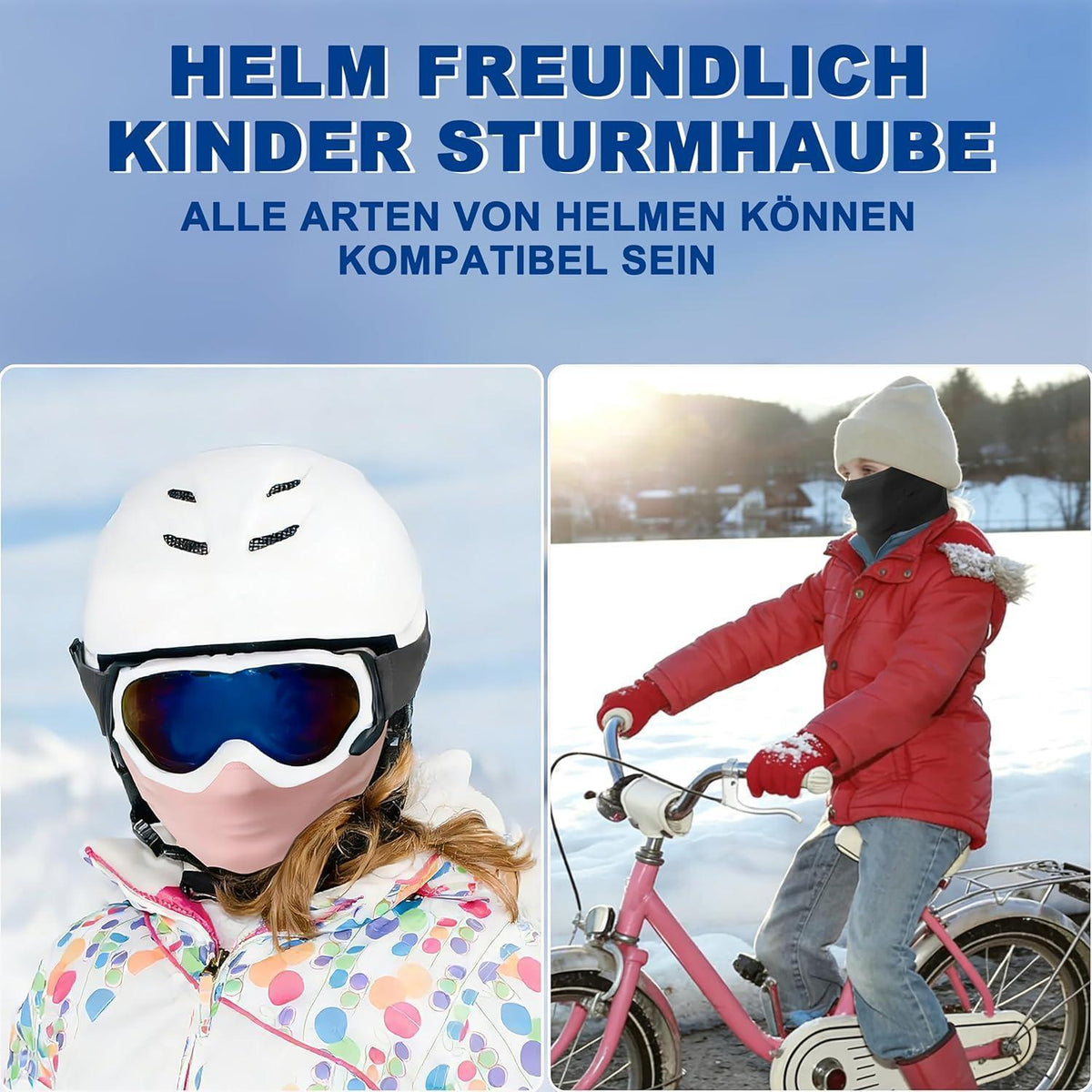 Kinder Sturmhaube Fleece Winter Grau – Warm & Winddicht