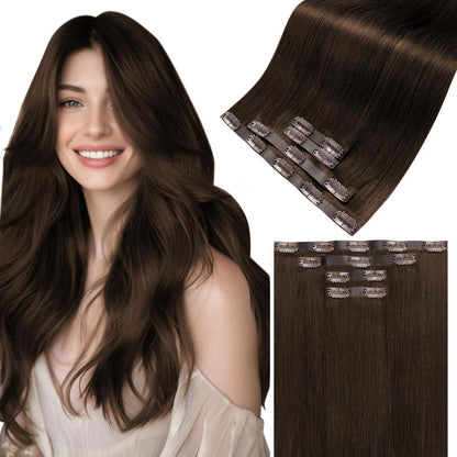 Echthaar Clip-Ins Braun 55cm – Natürliche Haarverlängerung