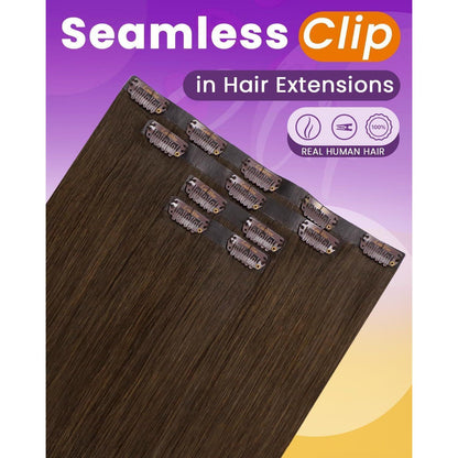 Echthaar Clip-Ins Braun 55cm – Natürliche Haarverlängerung
