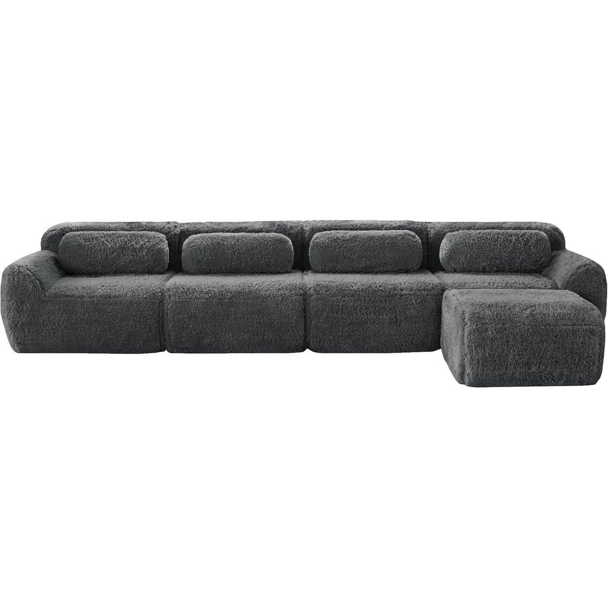 4-Sitzer L-Form Sofa mit Hocker | Modulares Design, Grau