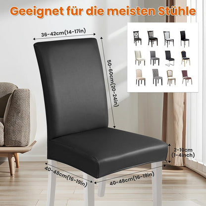 PU Stuhlhülsen 6er Set – Schwarz, Wasserabweisend & Elastisch