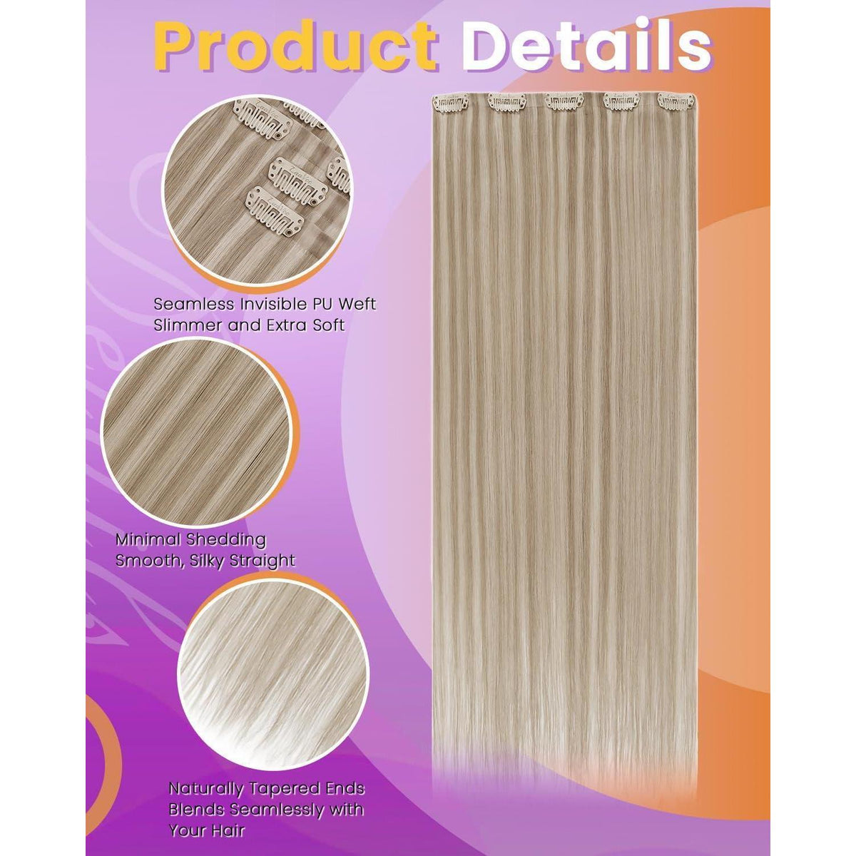 Echthaar Clip-in Extensions 55cm Blond Ombre