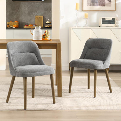 Retro Esszimmerstühle 2er Set Grau mit Chenille-Bezug