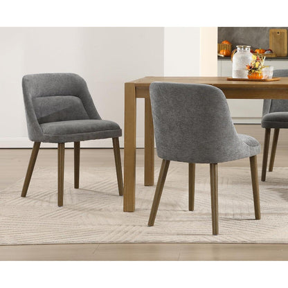 Retro Esszimmerstühle Grau, 4er Set mit Chenille-Bezug