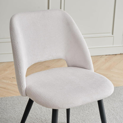 2er-Set Esszimmerstühle mit Cordbezug, Beige