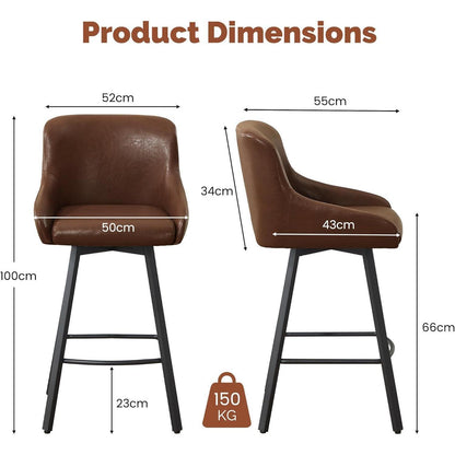 360° Drehstuhl Barhocker Set Braun – 3er Pack mit Fußstütze