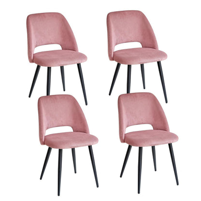 4er-Set Esszimmerstühle mit Cordbezug, Rosa