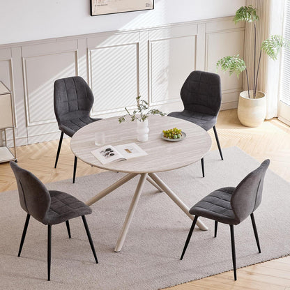 Runde Essgruppe Holz 115cm mit 4 gepolsterten Stühlen