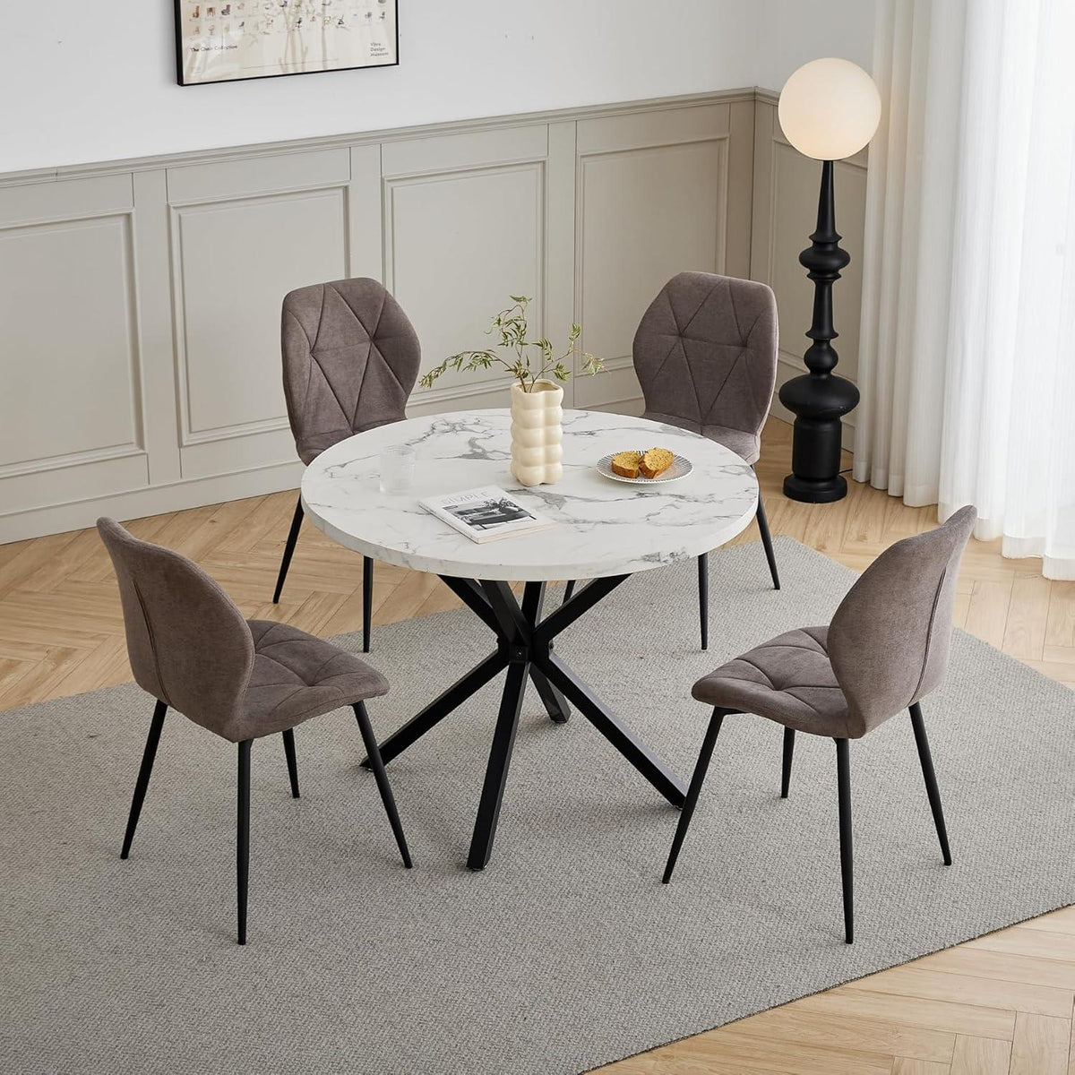2er-Set Esszimmerstühle Leinen Braun, Gepolstert & Komfortabel