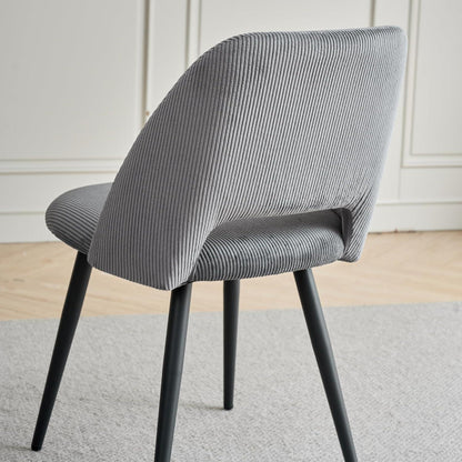2er-Set Esszimmerstühle Grau, Cordbezug & Metallbeine