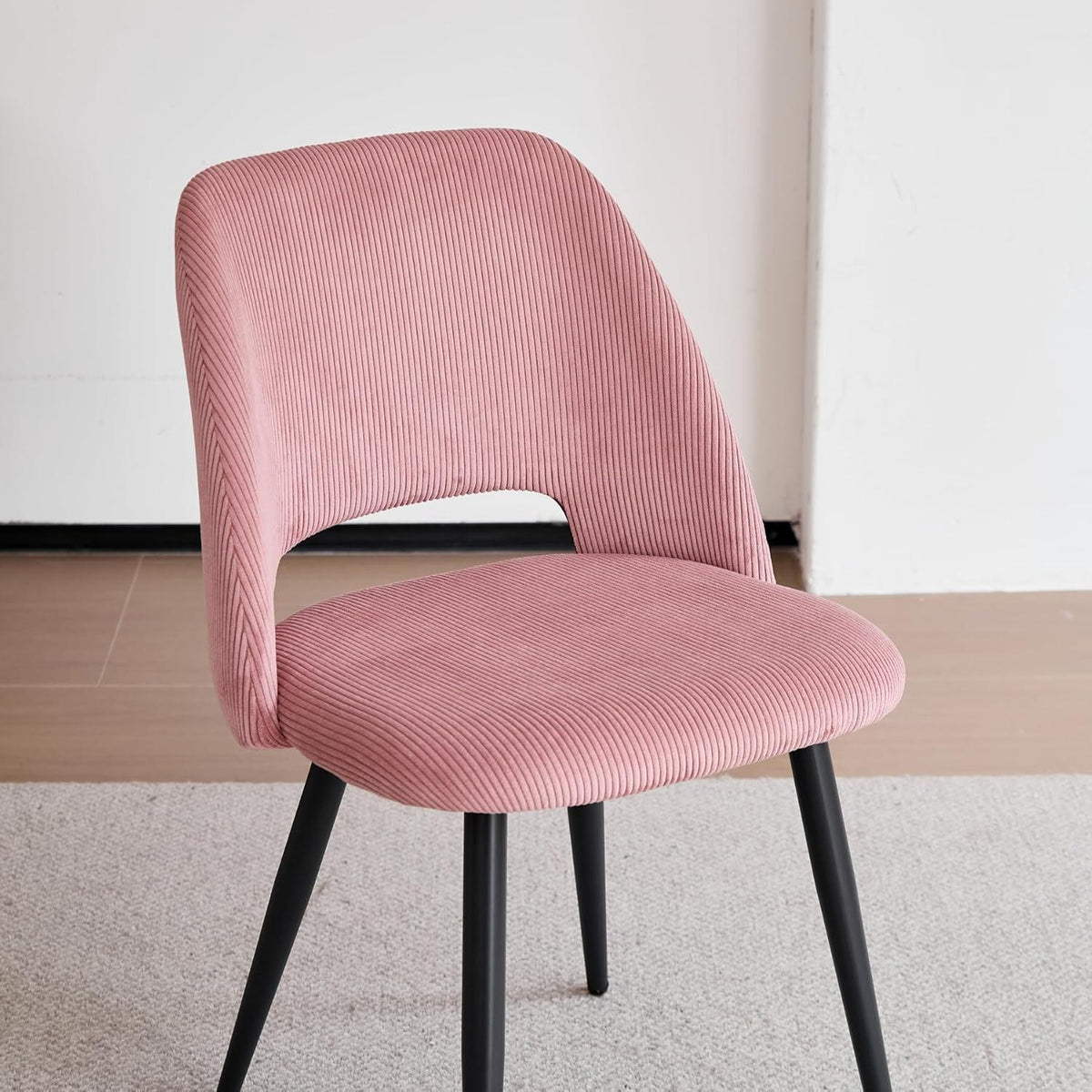 6 Esszimmerstühle mit Cordbezug, Rosa – Bequemer Sitz