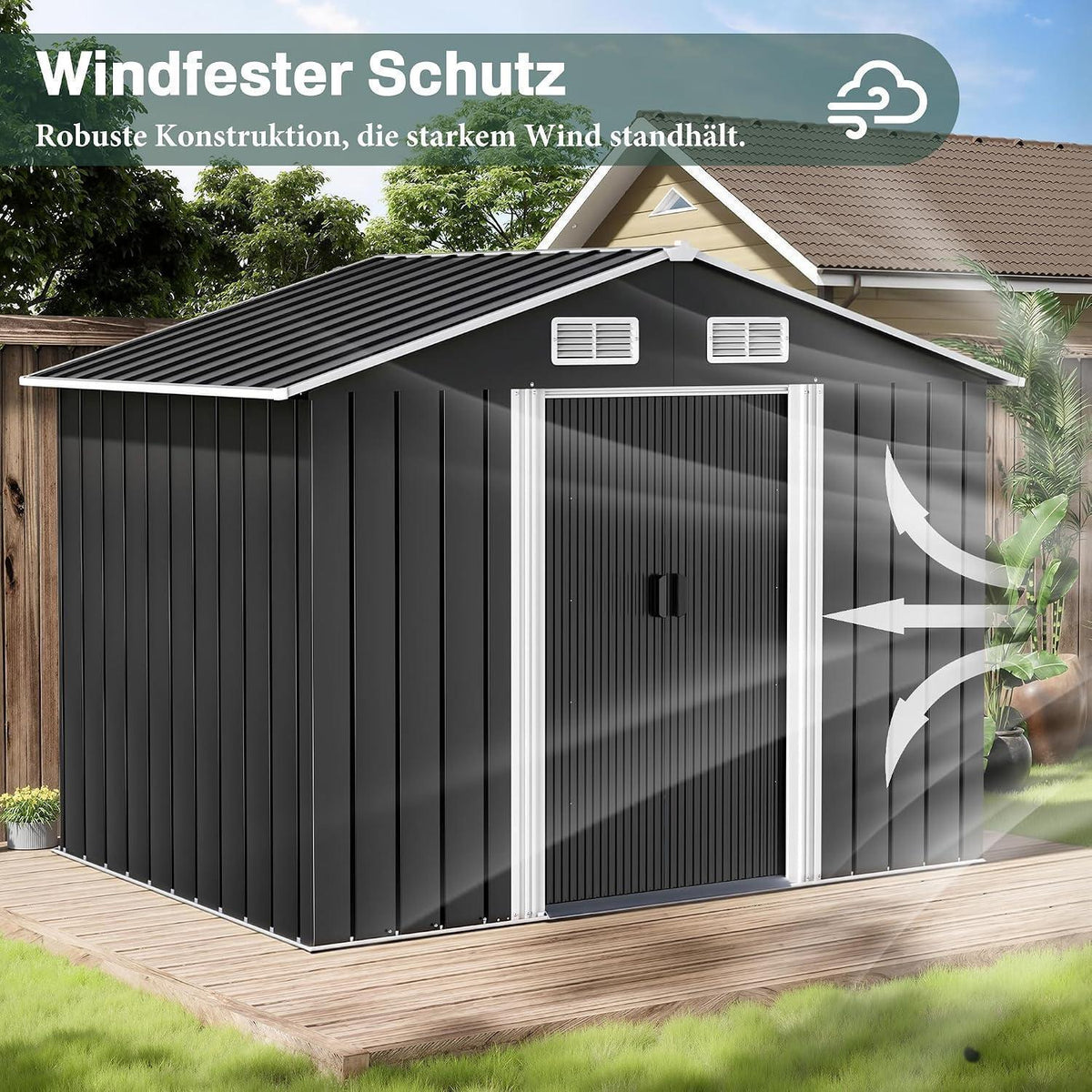 Metall Gerätehaus 196x132cm – Schiebetür & Wetterfest