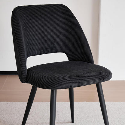 8 Esszimmerstühle mit Cordbezug & Metallbeinen Schwarz