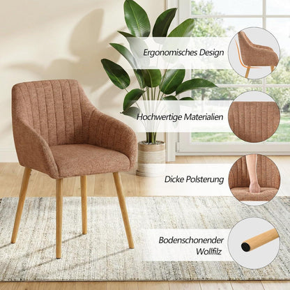 Esszimmerstühle Set 4er Beige Holzbeine mit Armlehne