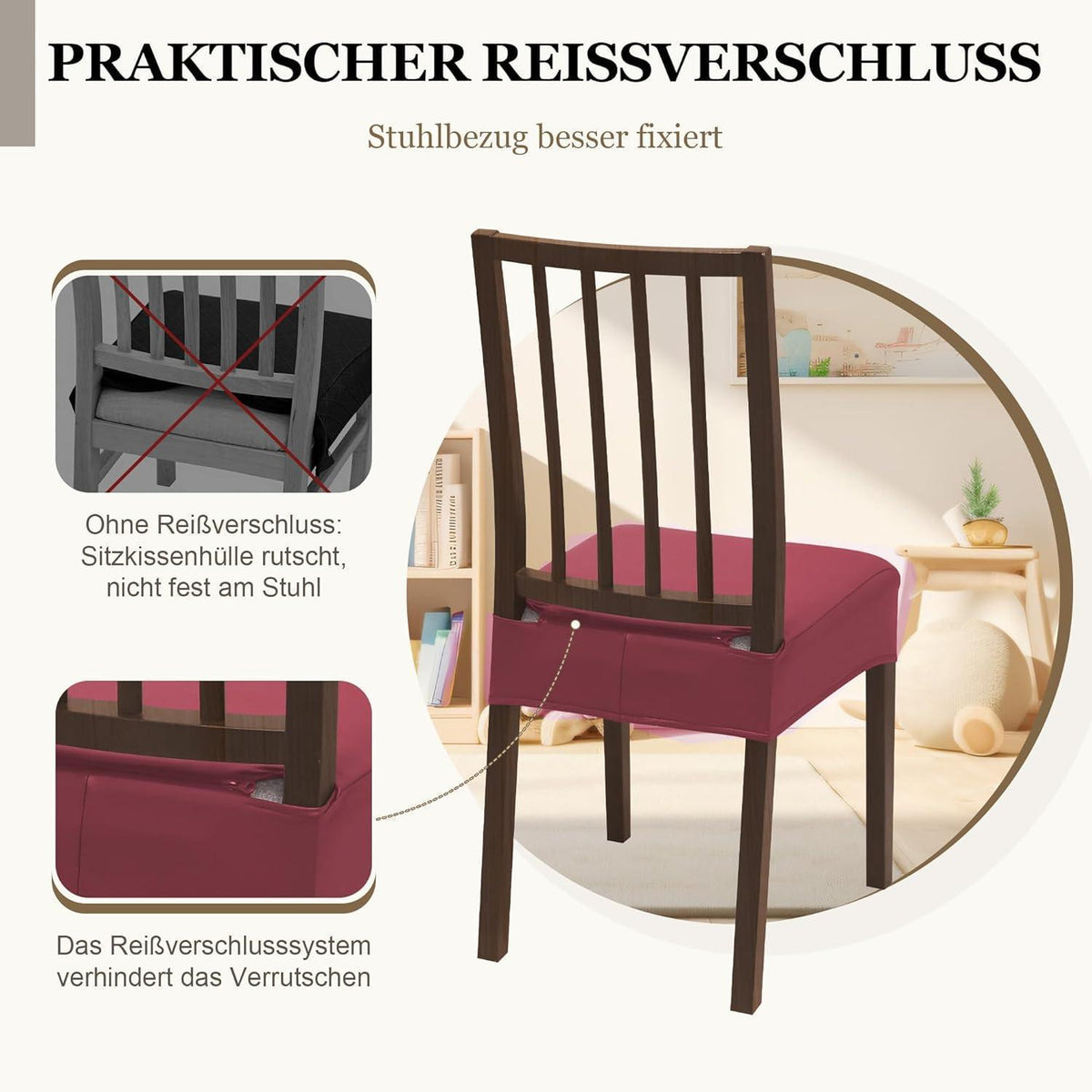 Stretch Stuhlbezug Burgunderrot – Wasserdicht & Elastisch