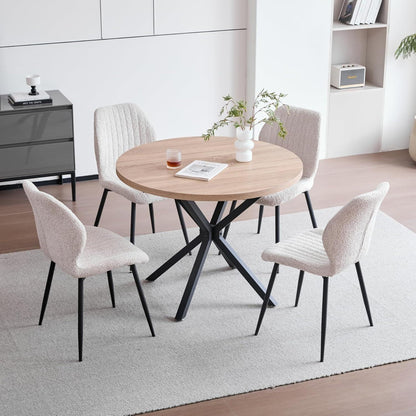 6 Esszimmerstühle Leinen Beige, Metallbeine & Komfortkissen