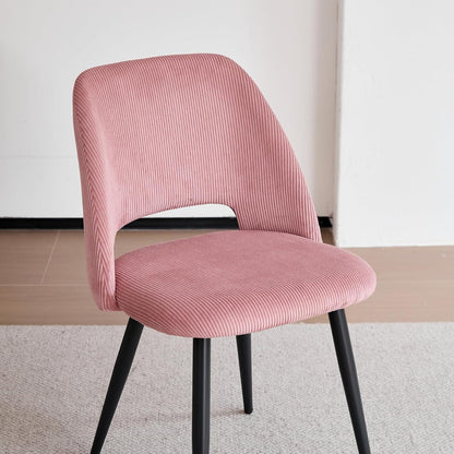 8 Esszimmerstühle mit Cordbezug, Rosa – Bequemer Sitz