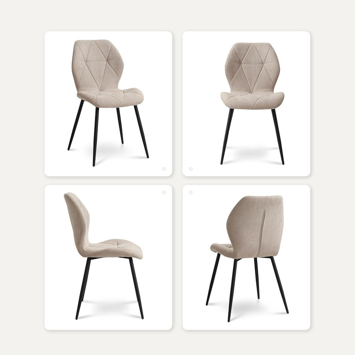 6 Esszimmerstühle Leinen-Diamant Beige, Gepolstert & Komfortabel
