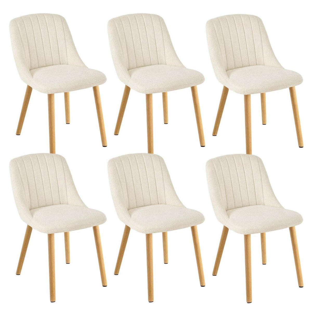 Esszimmerstuhl Set 6er – Weißer Samtstuhl mit Holzbeinen