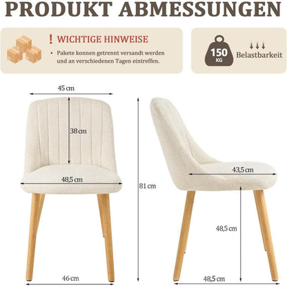 Esszimmerstuhl Set 6er – Weißer Samtstuhl mit Holzbeinen