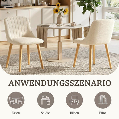 Esszimmerstuhl Set 6er – Weißer Samtstuhl mit Holzbeinen