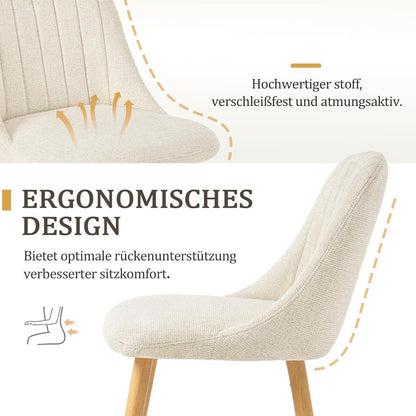 Esszimmerstuhl Set 6er – Weißer Samtstuhl mit Holzbeinen
