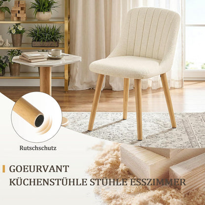 Esszimmerstuhl Set 6er – Weißer Samtstuhl mit Holzbeinen