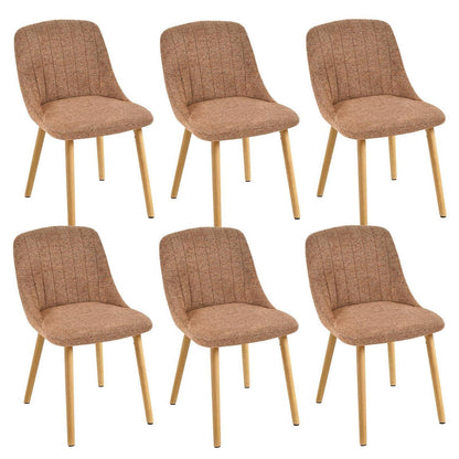 Esszimmerstuhl Braun-meliert Samt 6er Set mit Holzbeinen