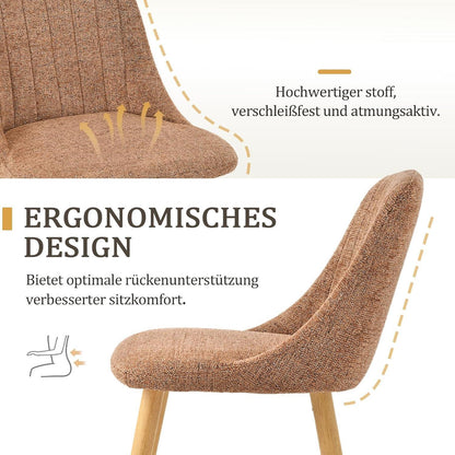 Esszimmerstuhl Braun-meliert Samt 6er Set mit Holzbeinen