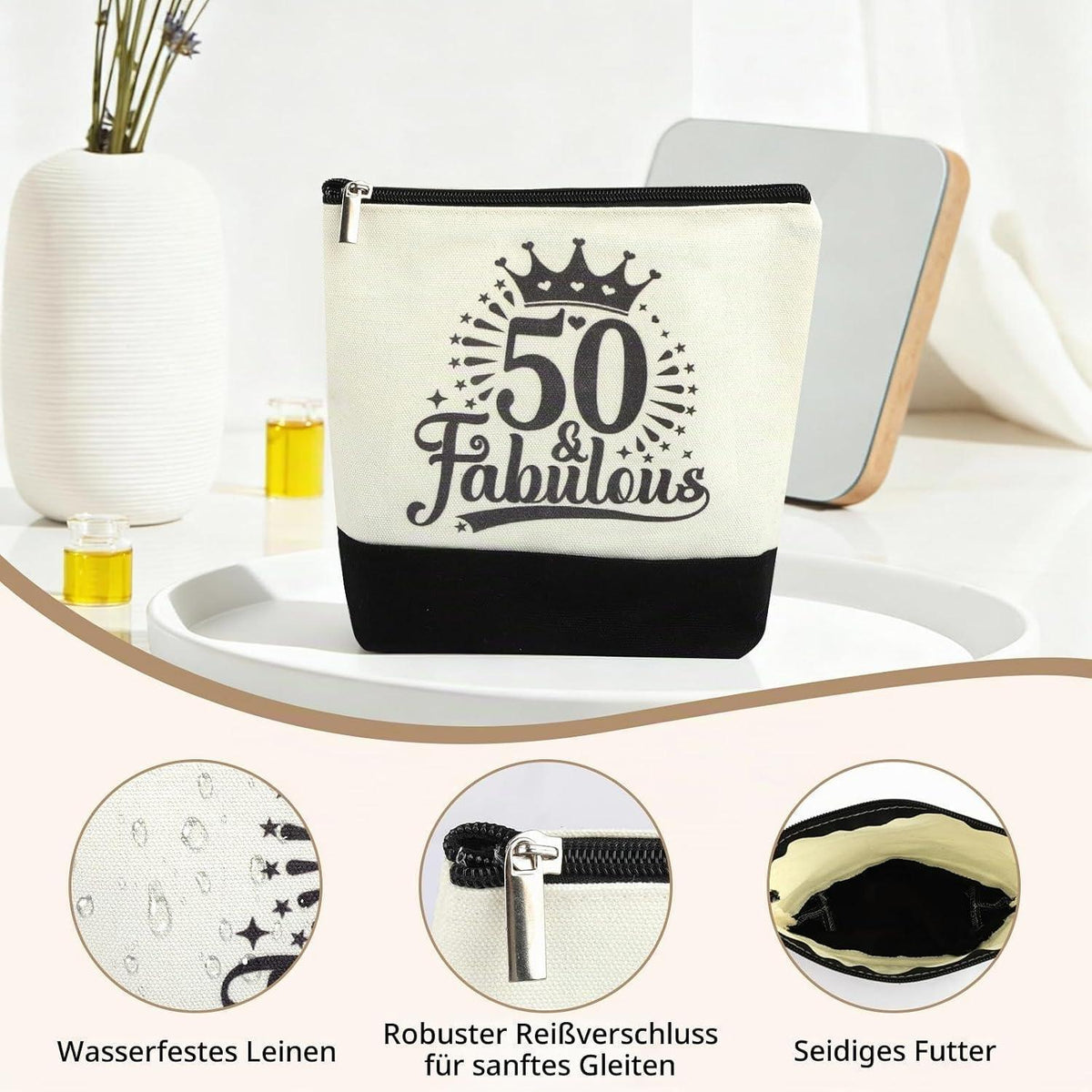 50. Geburtstag Geschenkset Vintage 1976 Canvas Tasche & Kosmetiktasche