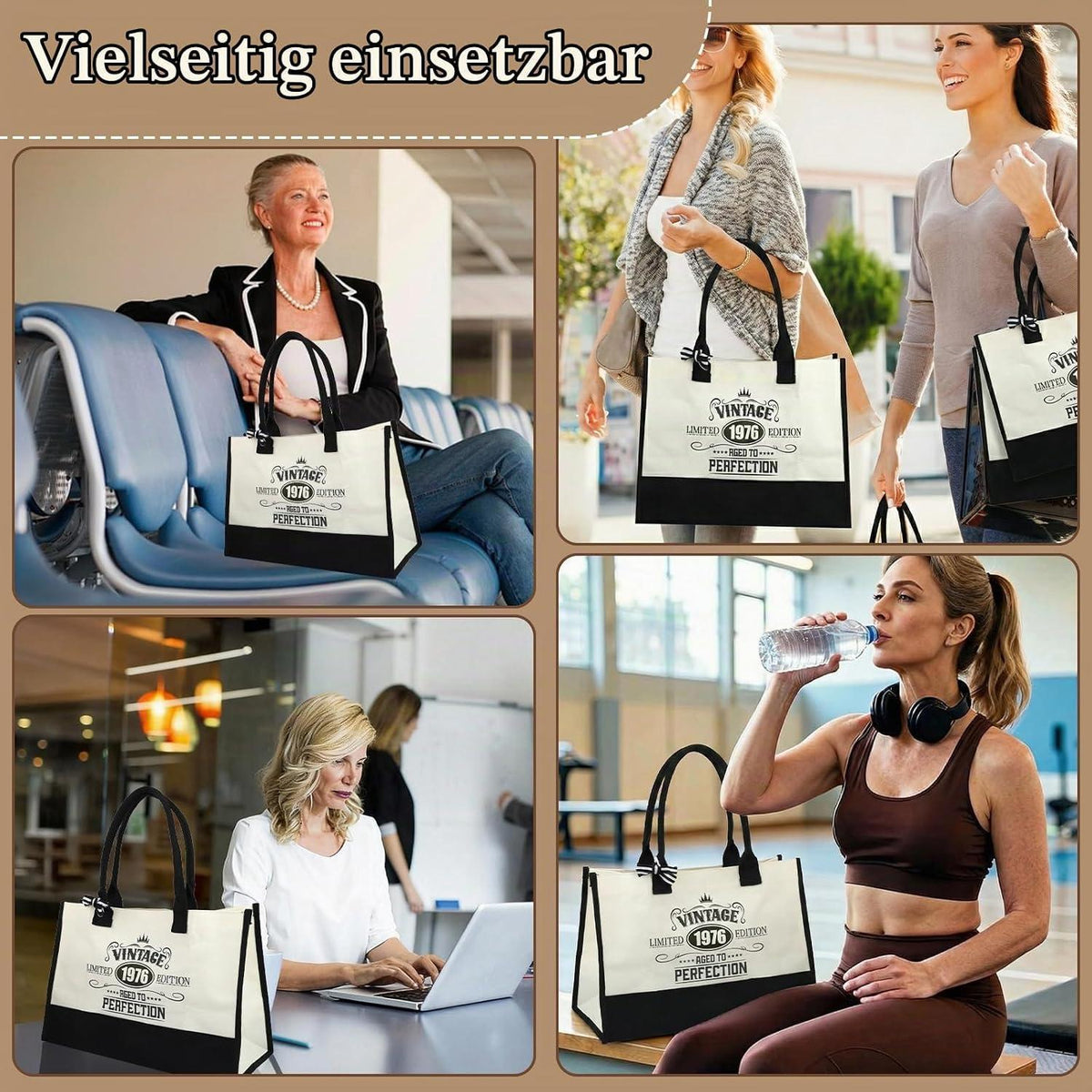 50. Geburtstag Geschenkset Vintage 1976 Canvas Tasche & Kosmetiktasche