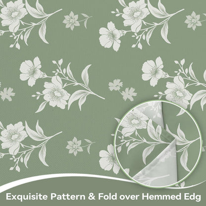 Tischdecke Blumen Garten Salbeigrün 152x264cm Rechteck