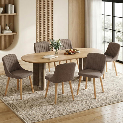 Esszimmerstühle Braun 4er Set mit Holzbeinen & Polyester