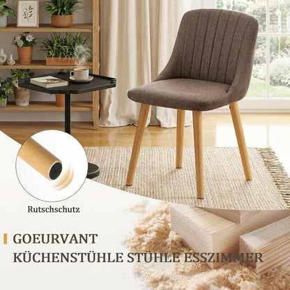 Esszimmerstühle Braun 4er Set mit Holzbeinen & Polyester