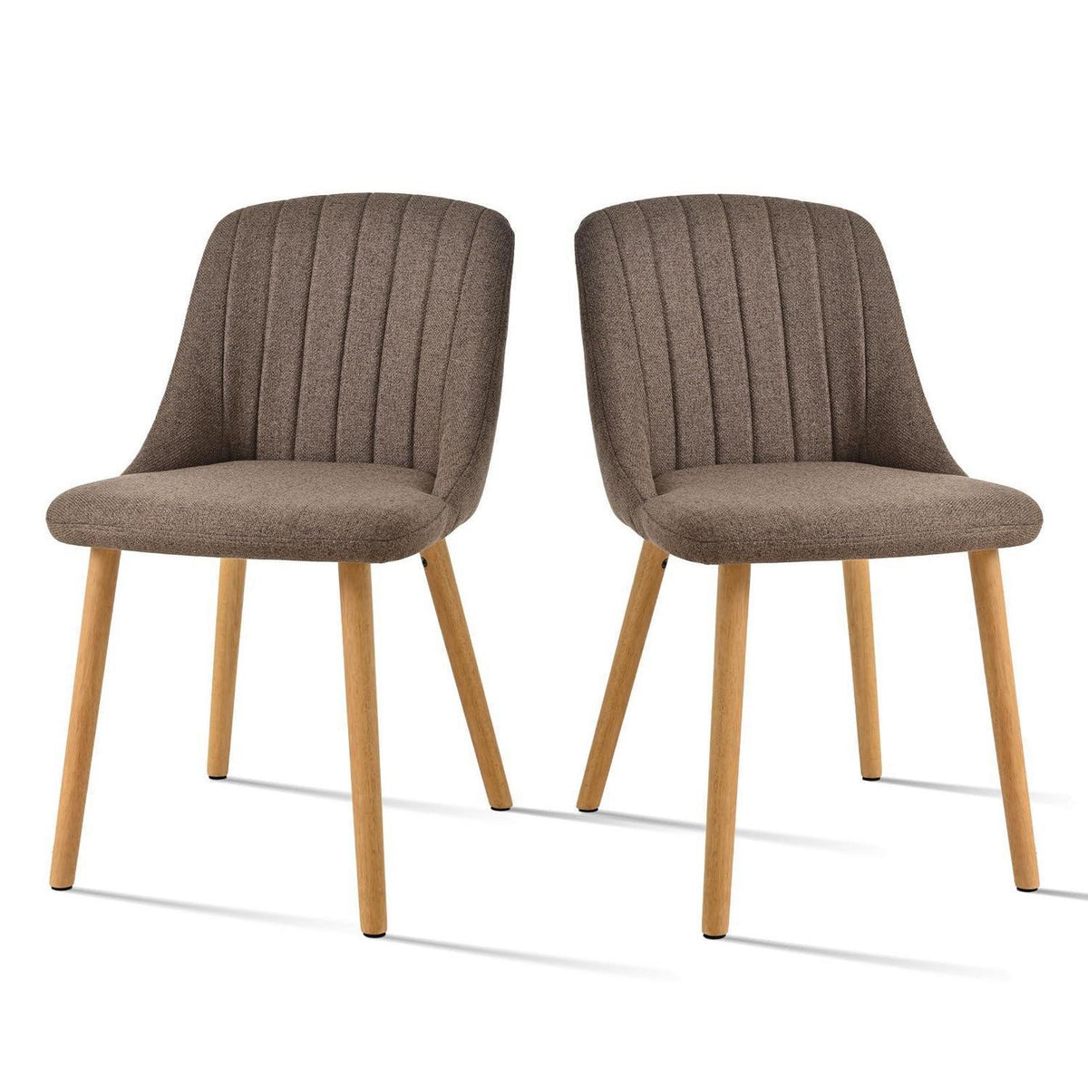 Esszimmerstuhl Braun 2er Set – Polsterstuhl Holzbeine